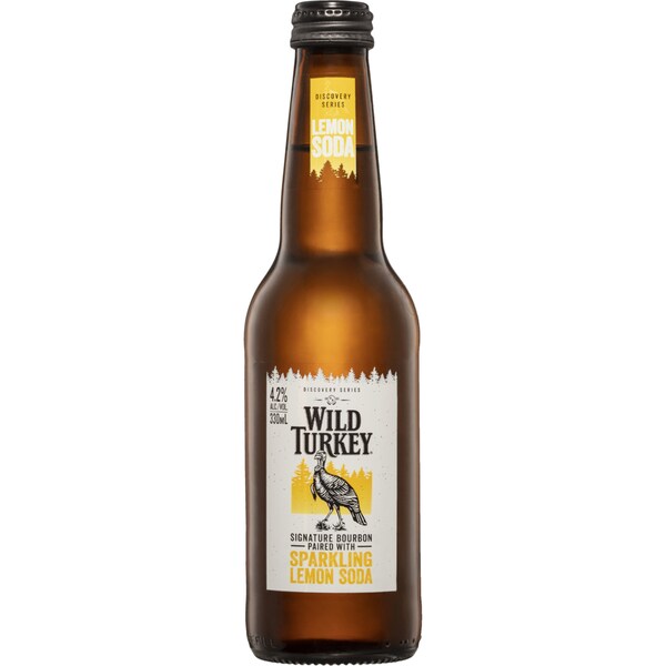 Wild Turkey Bourbon With Sparkling Lemon Soda Bottles 330ml
