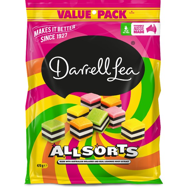 Darrell Lea Liquorice Allsorts Share Bag 470g