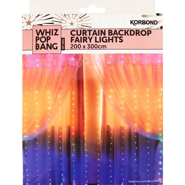 Whiz Pop Bang Curtain Backdrop Fairy Lights Rainbow Each