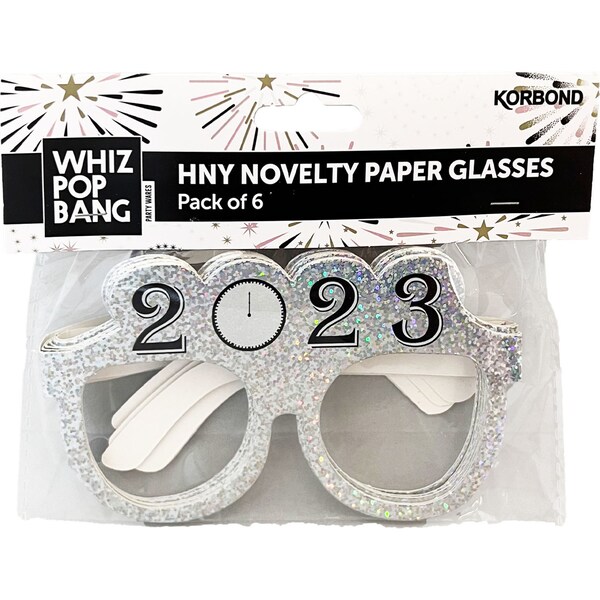 Novelty Paper Glasses Silver 2023 6 Pack