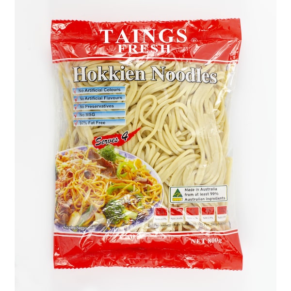 Taings Fresh Hokkien Noodles Thick Hokkien 800g