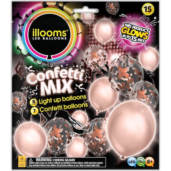 Illooms LED Balloons Confetti Mix Light Up Balloons 15 pack