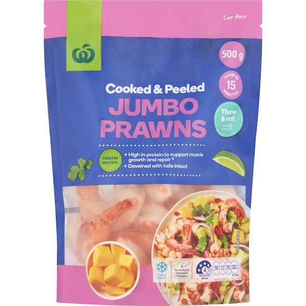 Woolworths Cooked & Peeled Jumbo Prawns 500g