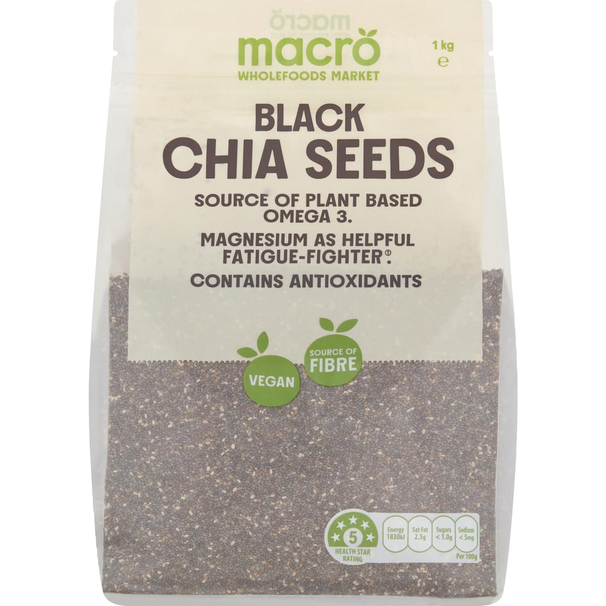 Macro Black Chia Seeds 1kg bunch