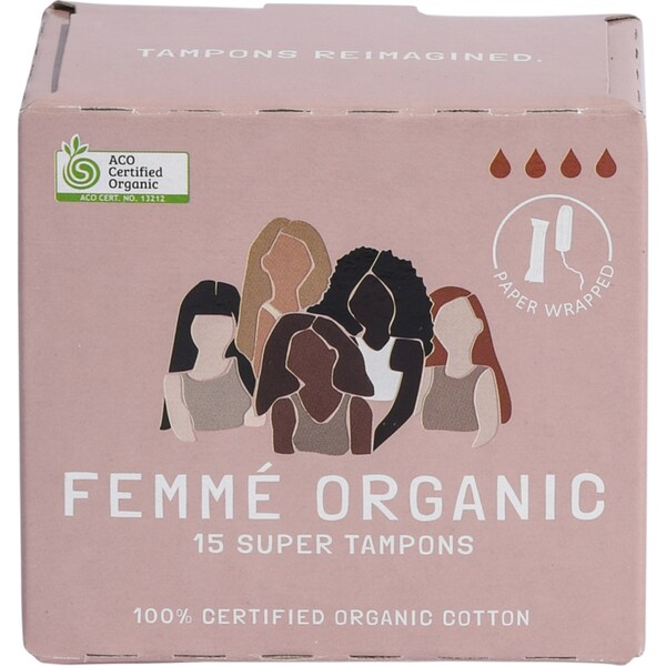 Femme Organic Super Tampons Organic 15 pack