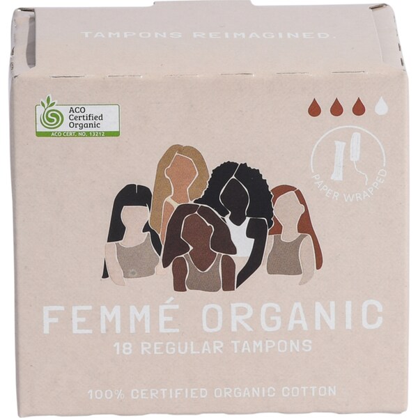 Femme Organic Tampons Regular 18 pack
