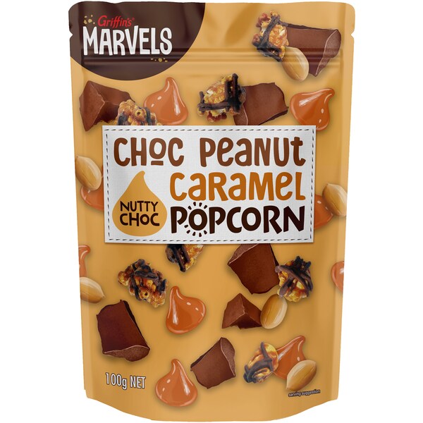 Griffin's Marvels Choc Peanut Caramel Popcorn 100g