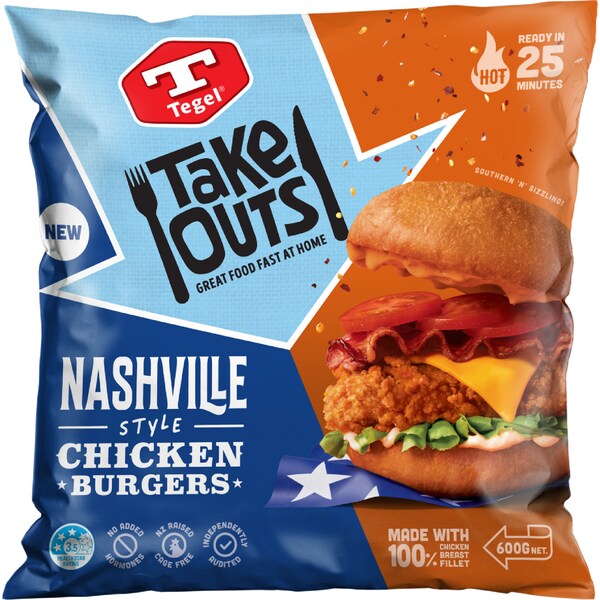 Tegel Take Outs Nashville Style Chicken Burgers 600g