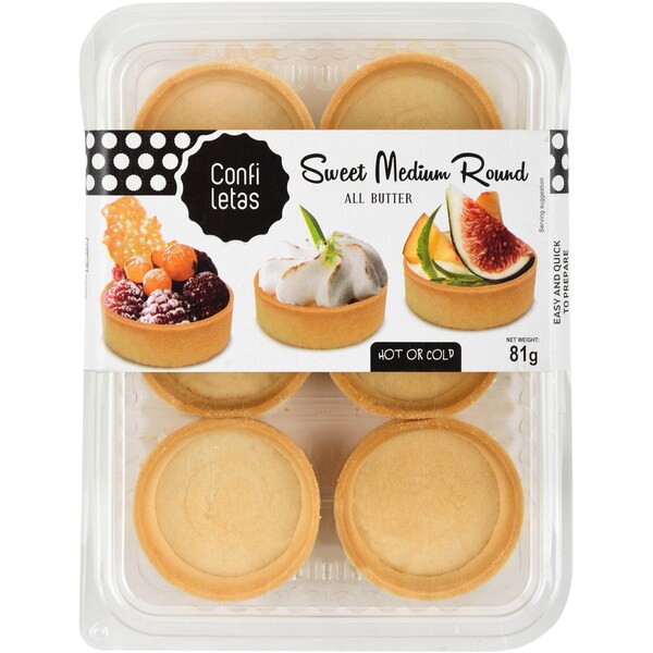 Confiletas Sweet Medium Round Pastry Shells 6 pack