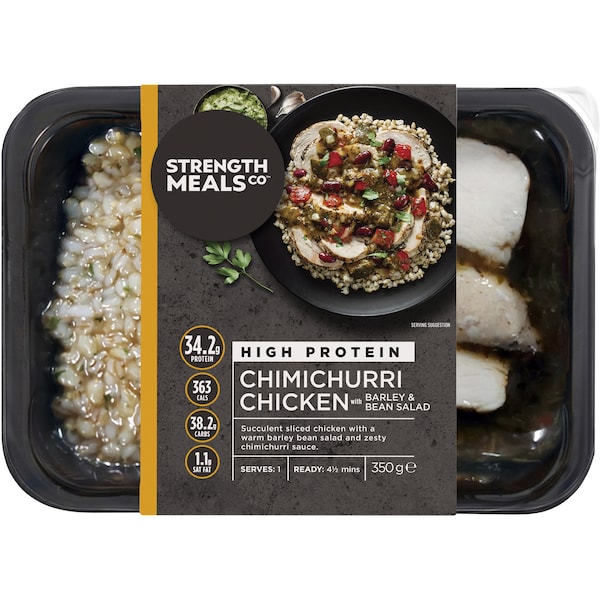 Strength Meals Co High Protein Chimichurri Chicken With Barley Bean Salad 350g