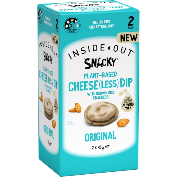 Inside Out Plant Based Cheese(Less) Dip & Rice Crackers Original 2 Pack