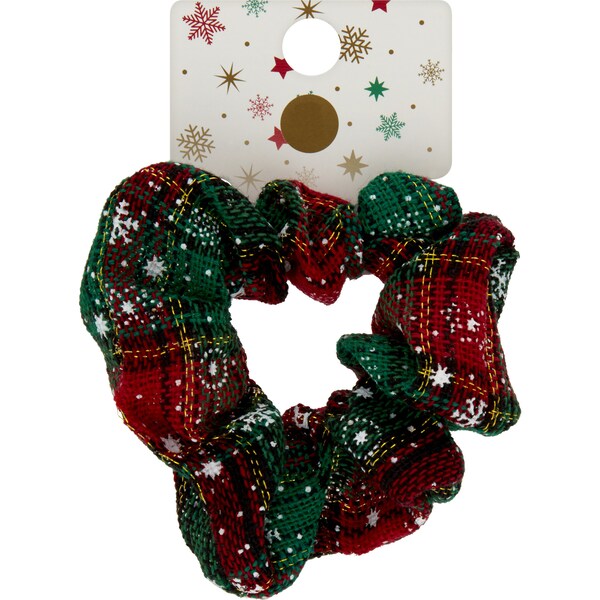 Christmas Printed Scrunchie Green Each