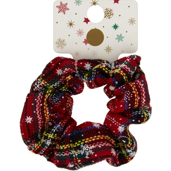Christmas Printed Scrunchie Red Each