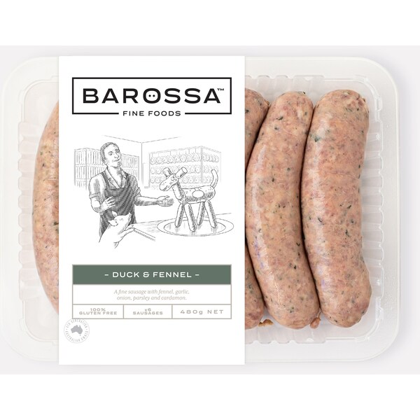 Barossa Fine Foods Duck & Fennel Sausages 480g