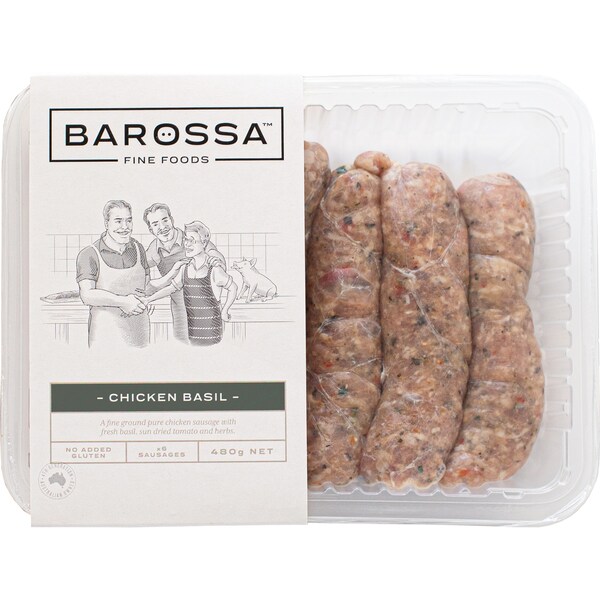 Barossa Fine Foods Chicken Basil Sausages 480g