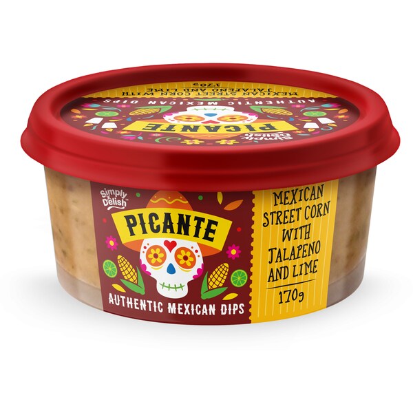 Simply Delish Picante Authentic Mexican Dip Corn With Jalepeno & Lime 170g
