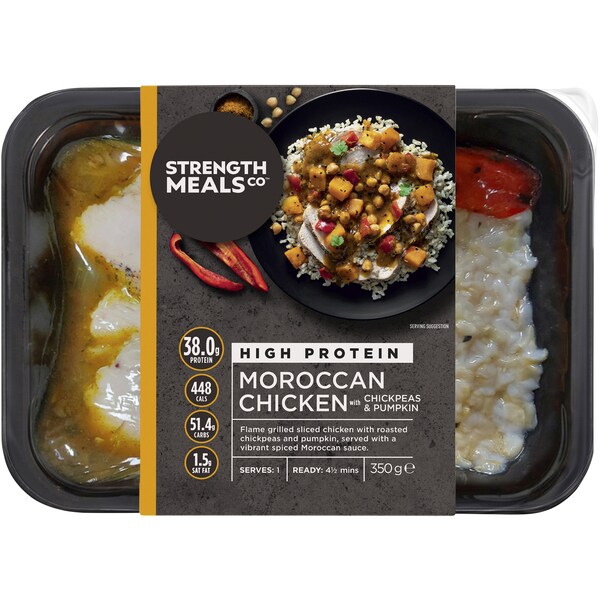 Strength Meals Co High Protein Moroccan Chicken With Chickpeas & Pumpkin 350g