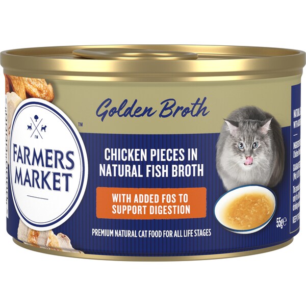 Farmers Market Grain Free Adult Wet Cat Food Chicken In Natural Fish Broth 55g
