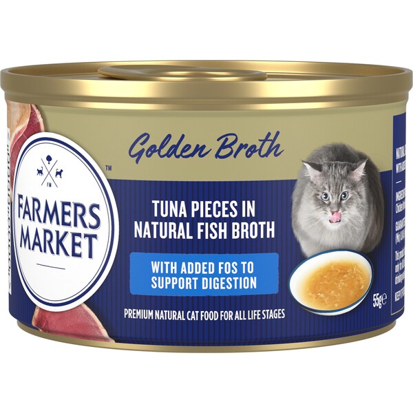 Farmers Market Tuna Pieces In Natural Fish Broth Cat Food 55g
