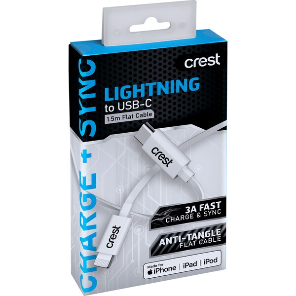 Crest Lightning to USB-C 1.5m Flat Cable each