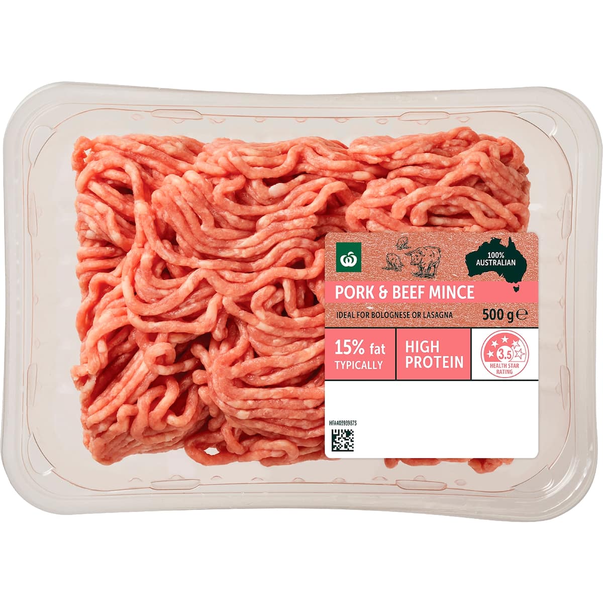 Woolworths Pork & Beef Mince 500g bunch