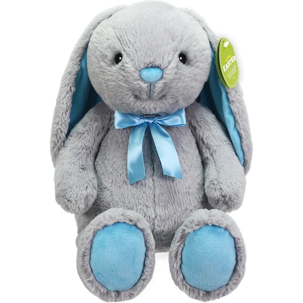 Easter Plush Bunny With Bow 72cm - Grey Each