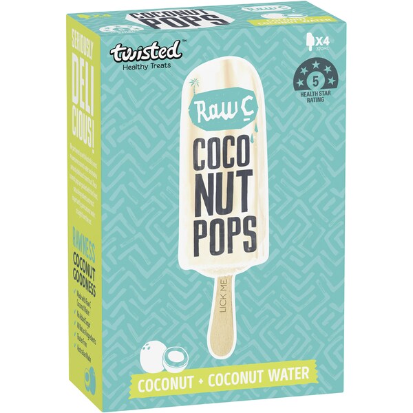 Twisted Healthy Treats Raw C Coconut Pops Original 4 pack