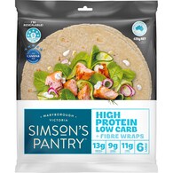 Simson's Pantry Low Carb High Protein + Fibre Large Wraps