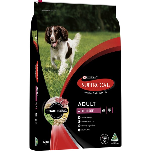 Supercoat Adult Beef Dry Dog Food 12kg