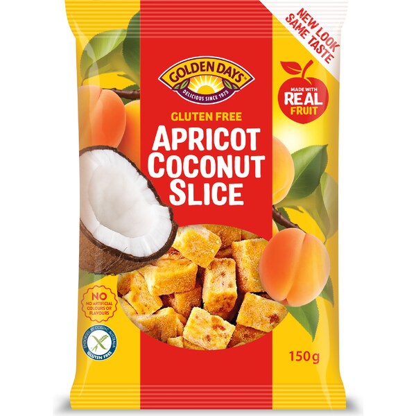 Golden Days Fruit Apricot Coconut Slice 150g