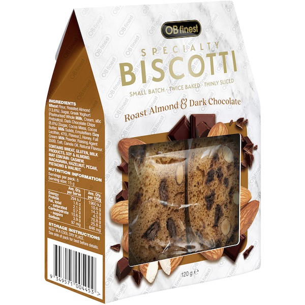OB Finest Biscotti Almond & Dark Chocolate 120g