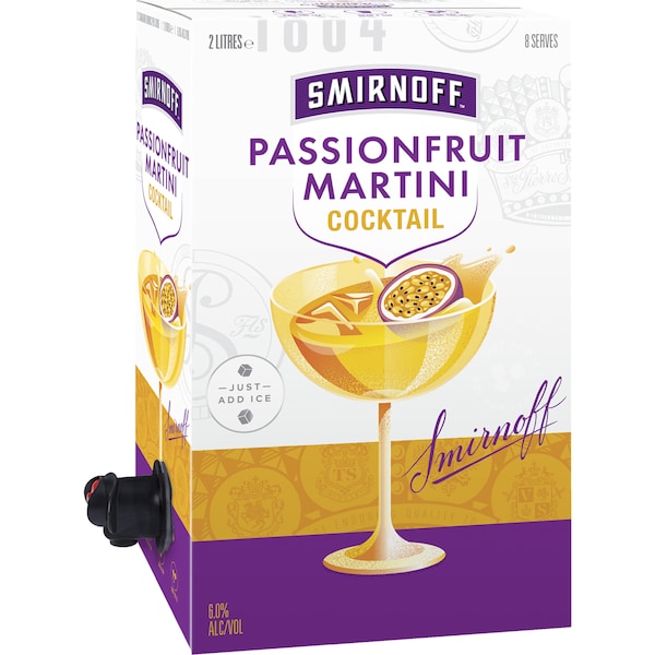 Smirnoff Passionfruit Martini Cocktail Box 2l