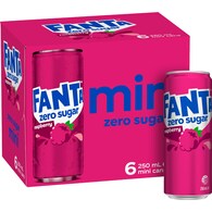 Fanta Raspberry Zero Sugar Soft Drink Mini Cans