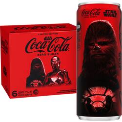 Coca-Cola Zero Sugar Soft Drink Mini Cans 250mL x 6 pack