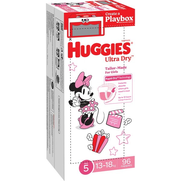 Huggies Ultra Dry Nappies Girls Size 5 (13-18kg) 96 pack