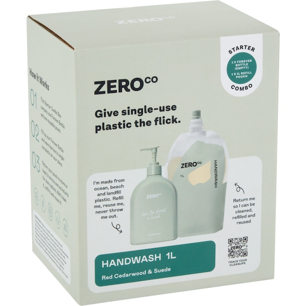 Zero Co Handwas Starter Pack Red Cedarwood & Suede 1L