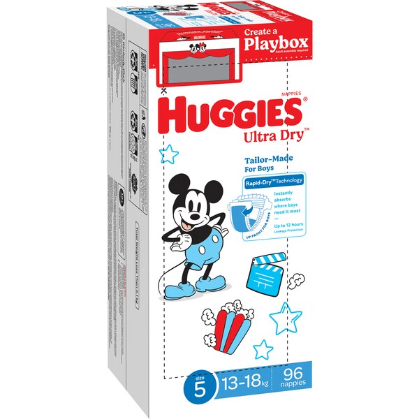 Huggies Ultra Dry Nappies Boys Size 5 (13-18kg) 96 pack