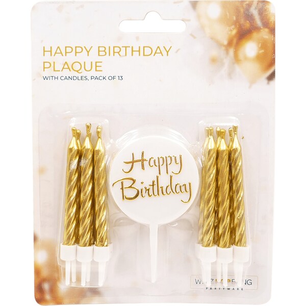 Whiz Pop Bang Happy Birthday Plaque With Candles 13 pack