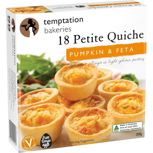 Temptation Bakeries Pumpkin & Fetta Petite Quiche 18 pack