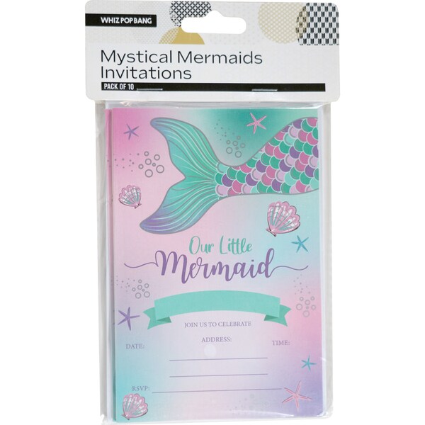 Whiz Pop Bang Mystical Mermaids Invitations 10 pack