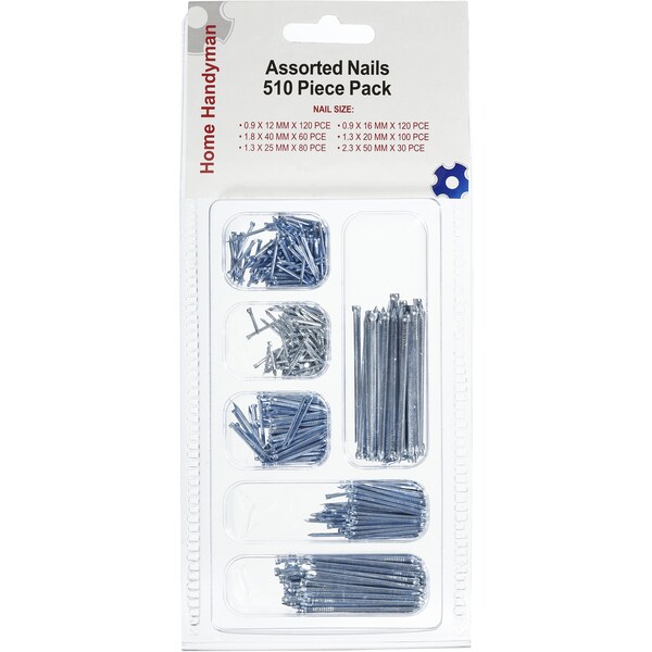 Home Handyman Nails Round Head Assorted 510 Pieces Each