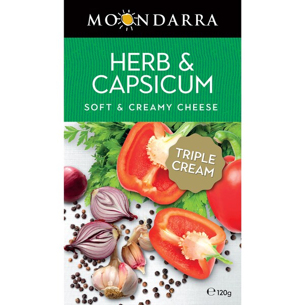 Moondarra Herbs & Capsicum Soft & Creamy Cheese 120g