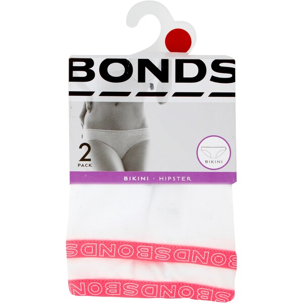 Bonds Womens Underwear Bikini Hipster Size 12 2 Pack