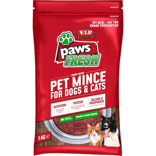 VIP Paws Adult Chilled Fresh Dog & Cat Food Mince 1kg