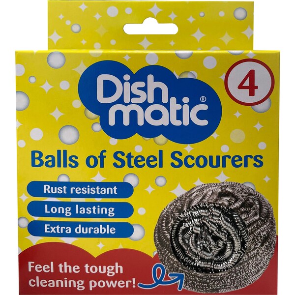 Dishmatic Steel Wool Scourers 4 Pack