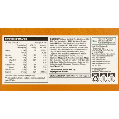 Woolworths Crispbread and Cheese Cheddar Dip 12 Pack bunch