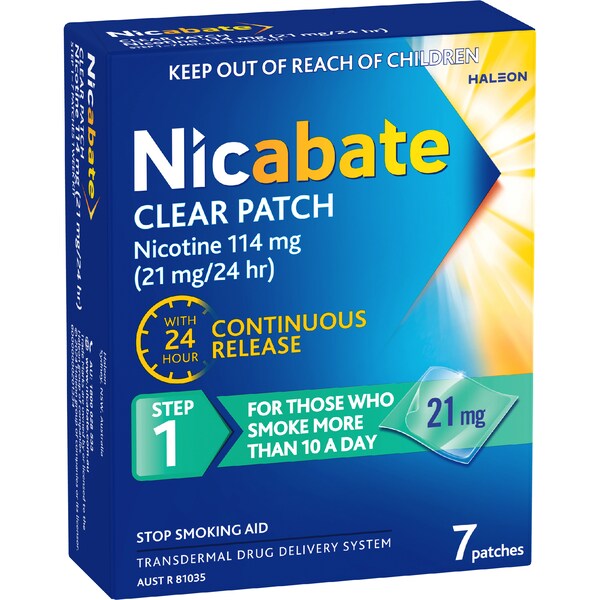 Nicabate Nicabate Clear Patch Quit Smoking Step 1, 21 Mg 7 pack
