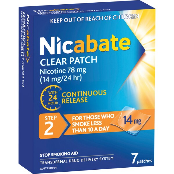 Nicabate Nicabate Clear Patch Quit Smoking Step 2, 14 Mg 7 pack