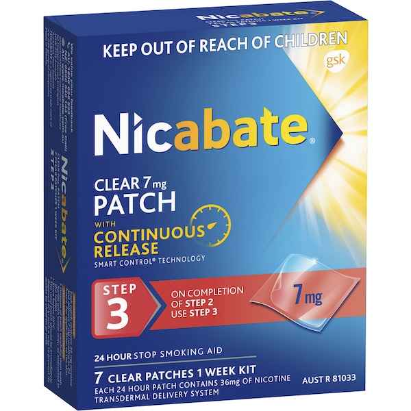 Nicabate Quit Smoking Patches Clear Step 3 7pk