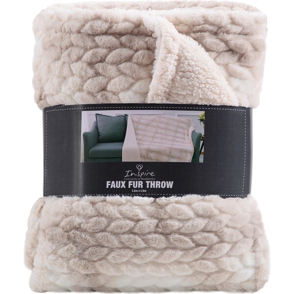 Inspire Check Faux Fur Throw Assorted Each
